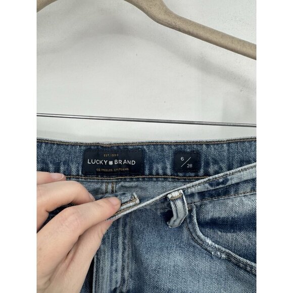 Lucky Brand The Boyfriend Denim Shorts Women 6/28 Blue Wash Distressed Preppy - Picture 3 of 11